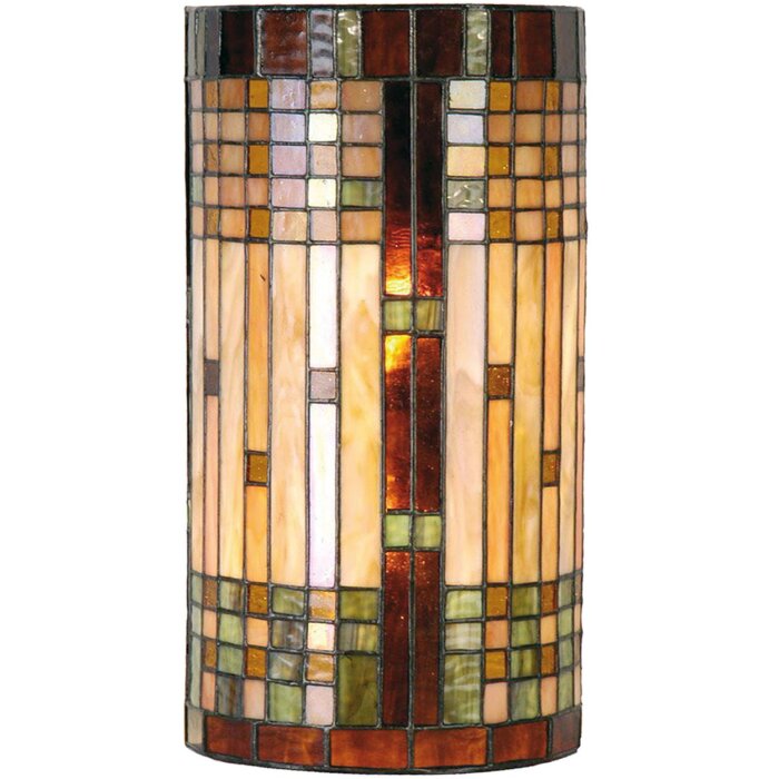 LumiLamp 5LL-9112 Lampa ścienna Tiffany 20x11x36 cm Beżowo-brązowe szklane półkole
