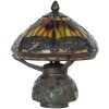 LumiLamp 5LL-9295 Lampa stołowa Tiffany Ø 22x21 cm Brązowo-czerwona szklana ważka