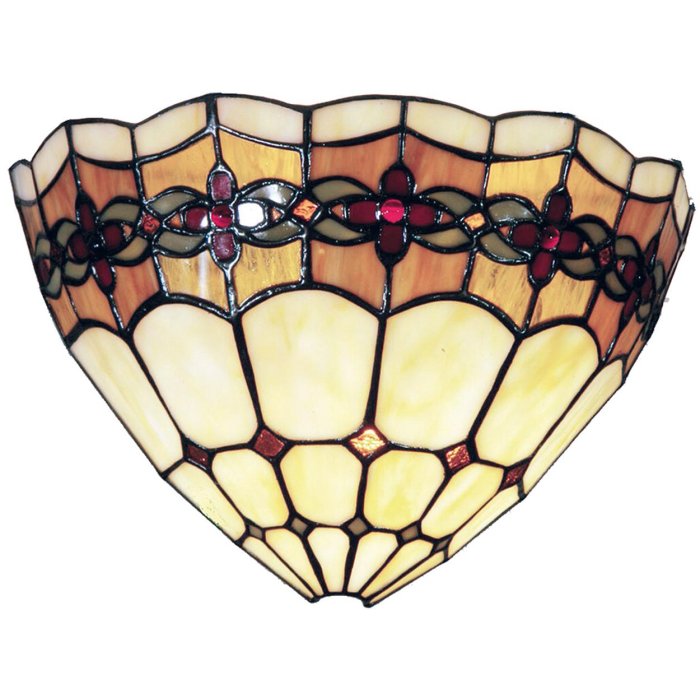 LumiLamp 5LL-9884 Lampa ścienna Tiffany 30x14x20 cm Beżowo-brązowy szklany trójkąt z różą