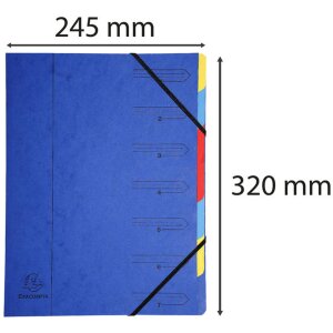 Organizer z tektury Manila 400g zszywany z 7 przegródkami i gumką, do formatu DIN A4 różne kolory