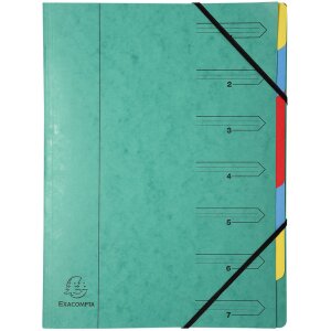 Organizer z tektury Manila 400g zszywany z 7 przegródkami i gumką, do formatu DIN A4 różne kolory