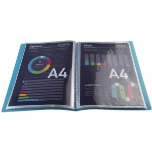 Teczka do przeglądania z mocnego PP 800µ z 30 kieszeniami Linicolor, do formatu DIN A4 różne kolory