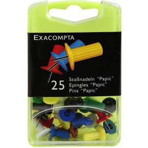 Pinezki do tablicy blister box 25 sztuk różne kolory