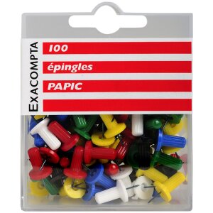 Pinezki do tablicy blister box 10 sztuk różne kolory