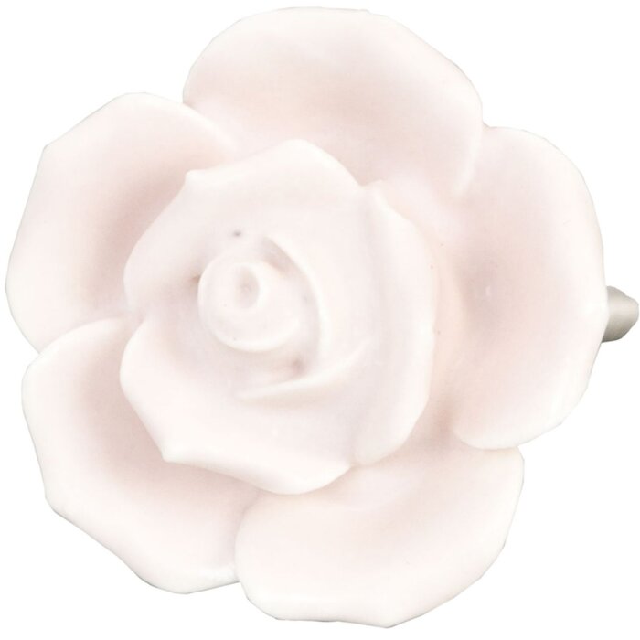 Clayre & Eef 61861 Gałka do drzwi Ø 4,5 cm Ceramika różowa