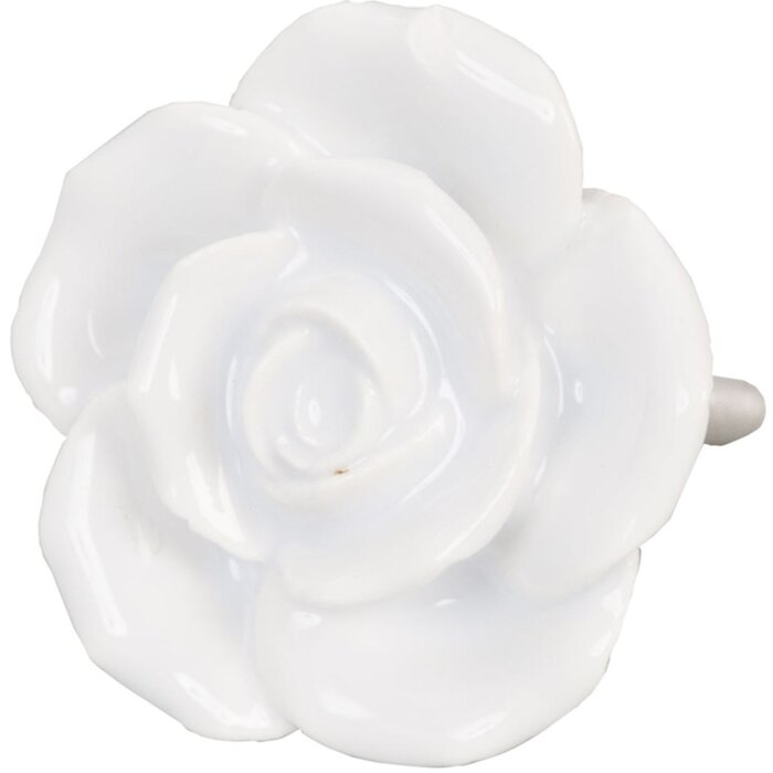 Clayre & Eef 61876 Gałka do drzwi Ø 4,5 cm Biała Ceramika