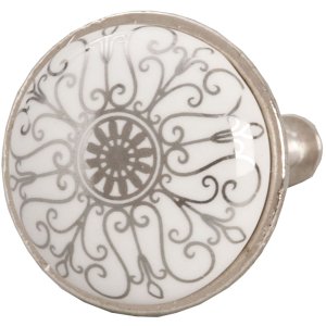 Clayre & Eef 61888 Gałka do drzwi Ø 3 cm biała...