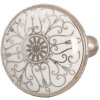 Clayre & Eef 61888 Gałka do drzwi Ø 3 cm biała szara ceramiczna okrągła
