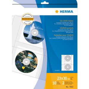 HERMA Tulejki do plyt CD, folia przezroczysta w zestawie z papierowymi tulejkami 10 szt.