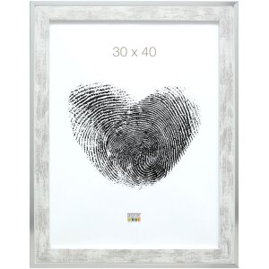 Deknudt Ramka drewniana S43RE 13x18 cm biała - srebrna krawędź